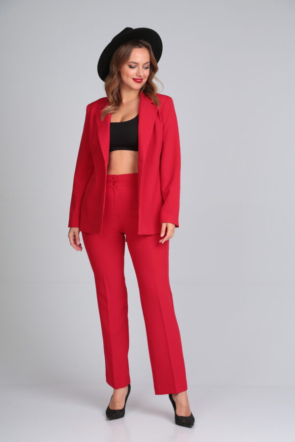 Купить красный брючный костюм женский Vilena Fashion 840