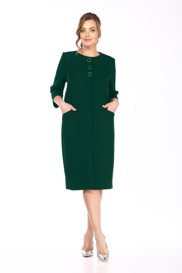 Купить платье прямое с рукавом зеленый Vilena Fashion 842