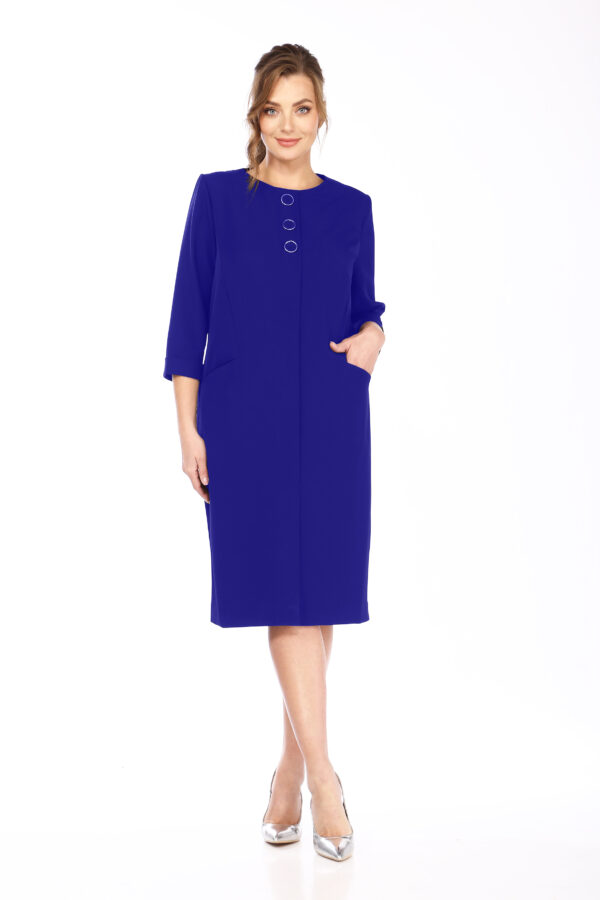 Купить платье прямое с рукавом синий Vilena Fashion 842