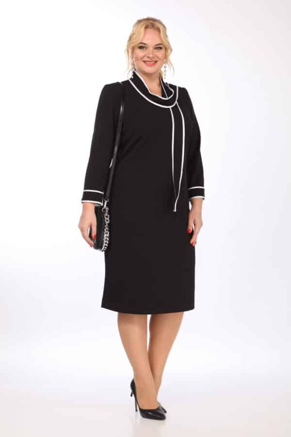 Купить черное платье с рукавом Vilena Fashion 852