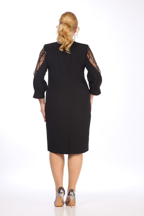 Купить черное платье с кружевом рукава Vilena Fashion 862