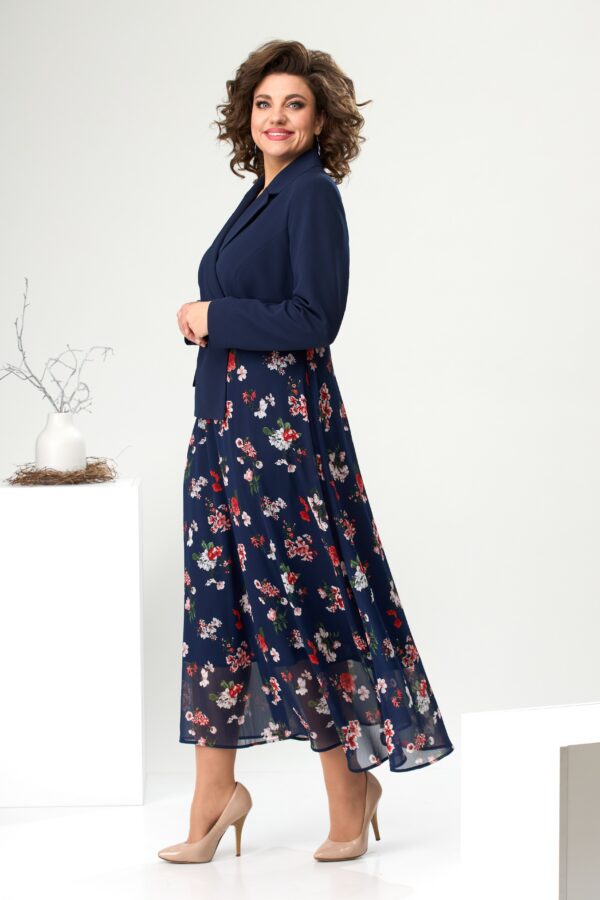 Купить длинное платье пиджак Romanovich style 1-2468 синее