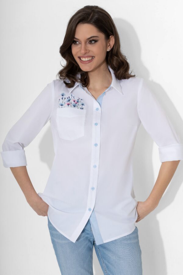 Купить блузку рубашку с вышивкой из кармана URS 23-135-1