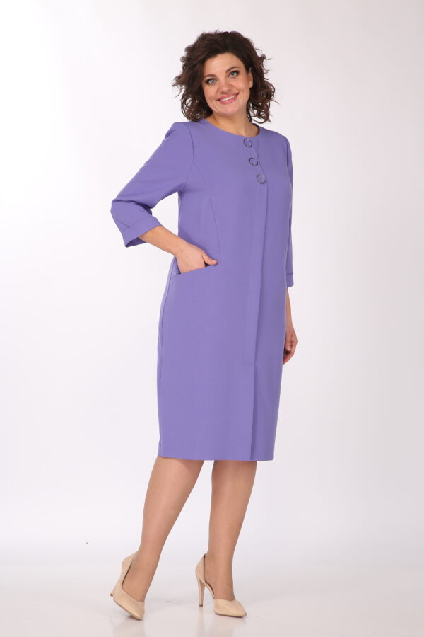 Купить платье прямое с рукавом фиолет Vilena Fashion 842