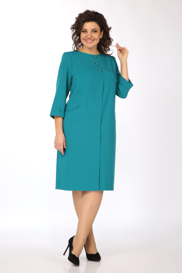 Купить платье прямое с рукавом голубое Vilena Fashion 842