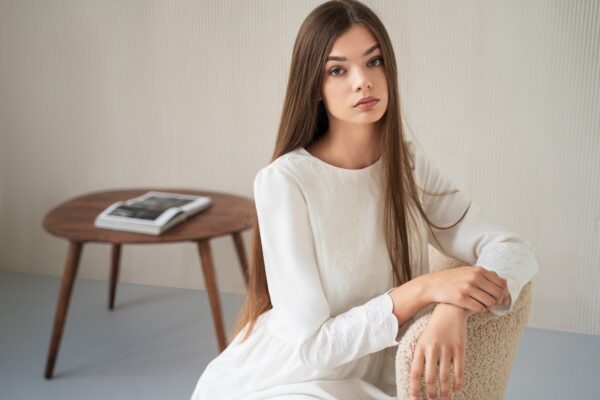 Купить платье нарядное ажурное URS 22-907-1 белое