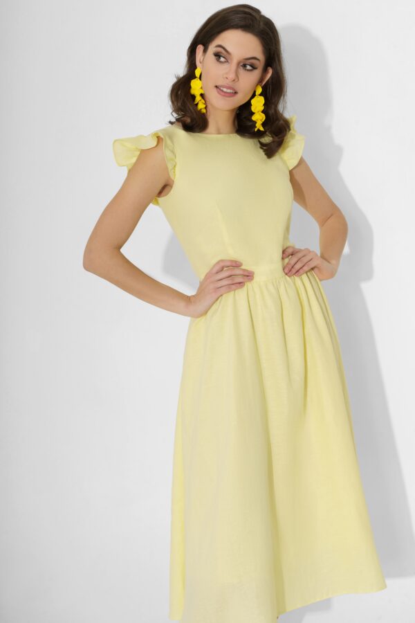 Купить летнее платье из льна URS 23-126-1 желтый