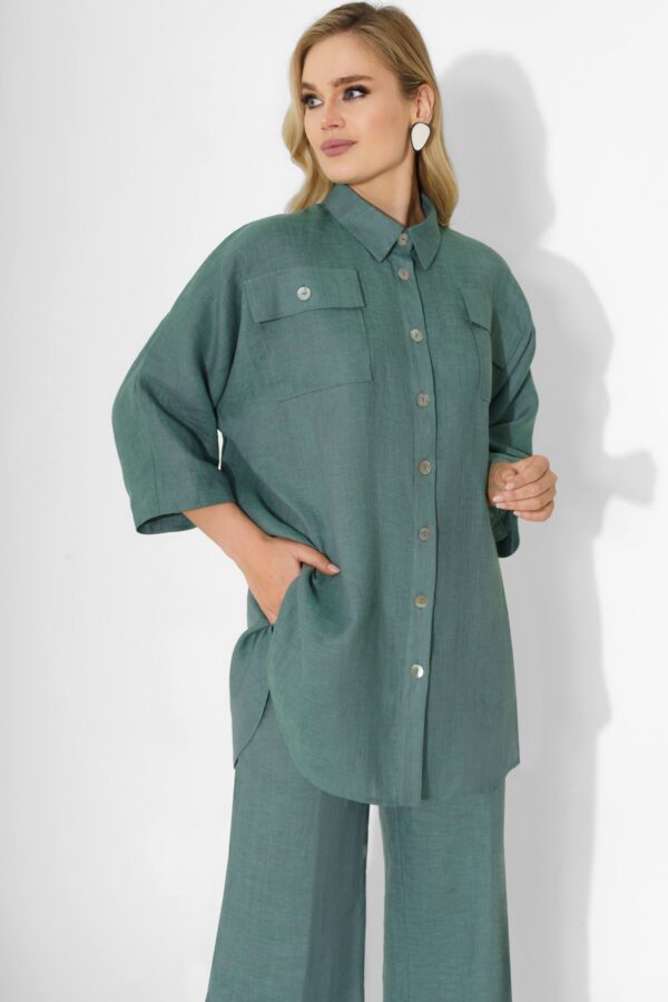 Купить льняной костюм женский URS 23-164-1 зеленый