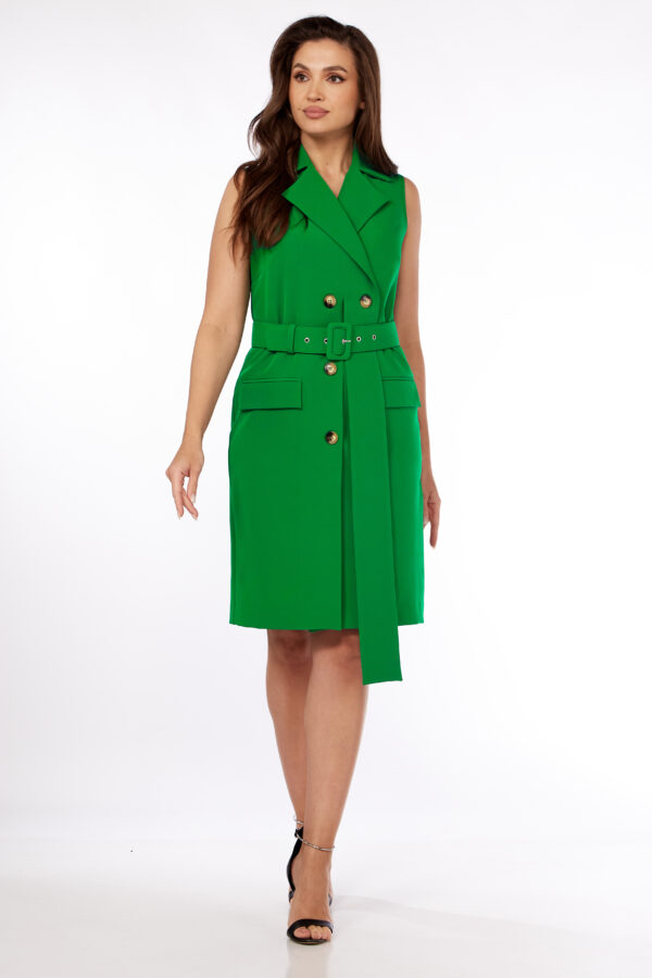 Купить платье жилет на запах Vilena Fashion 856 зеленый