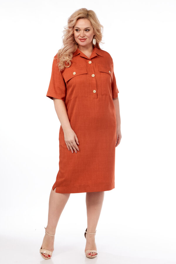 Купить платье миди Vilena Fashion 891 кирпичный