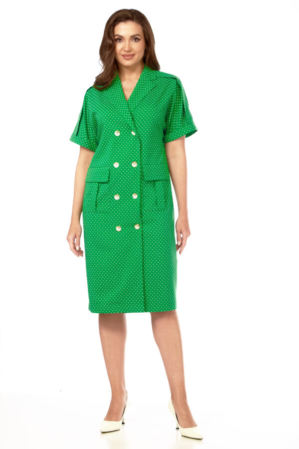 Купить платье из льна деловое Vilena Fashion 912 зеленый