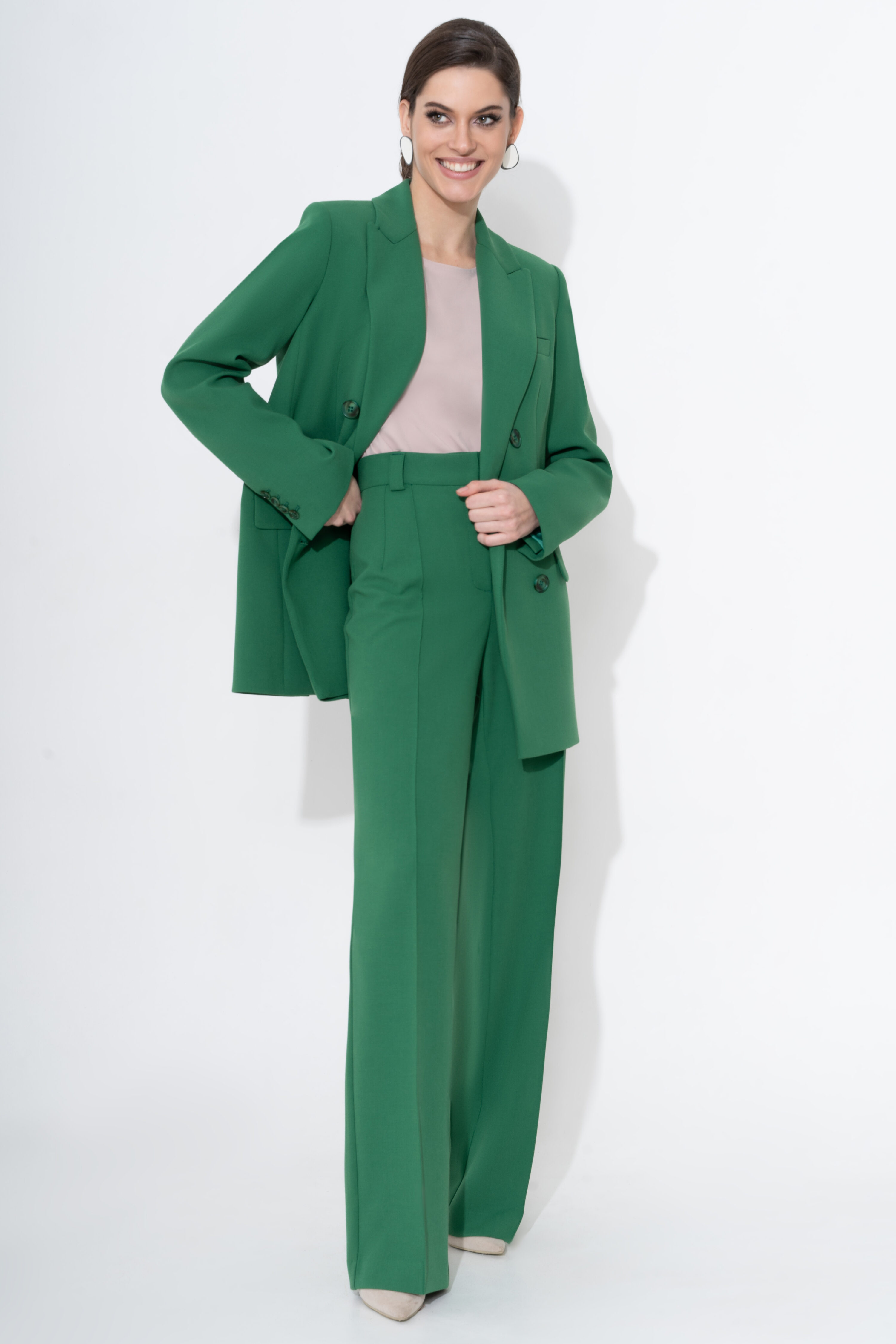 Купить костюм URS 22-965-3 зеленый женский брючный