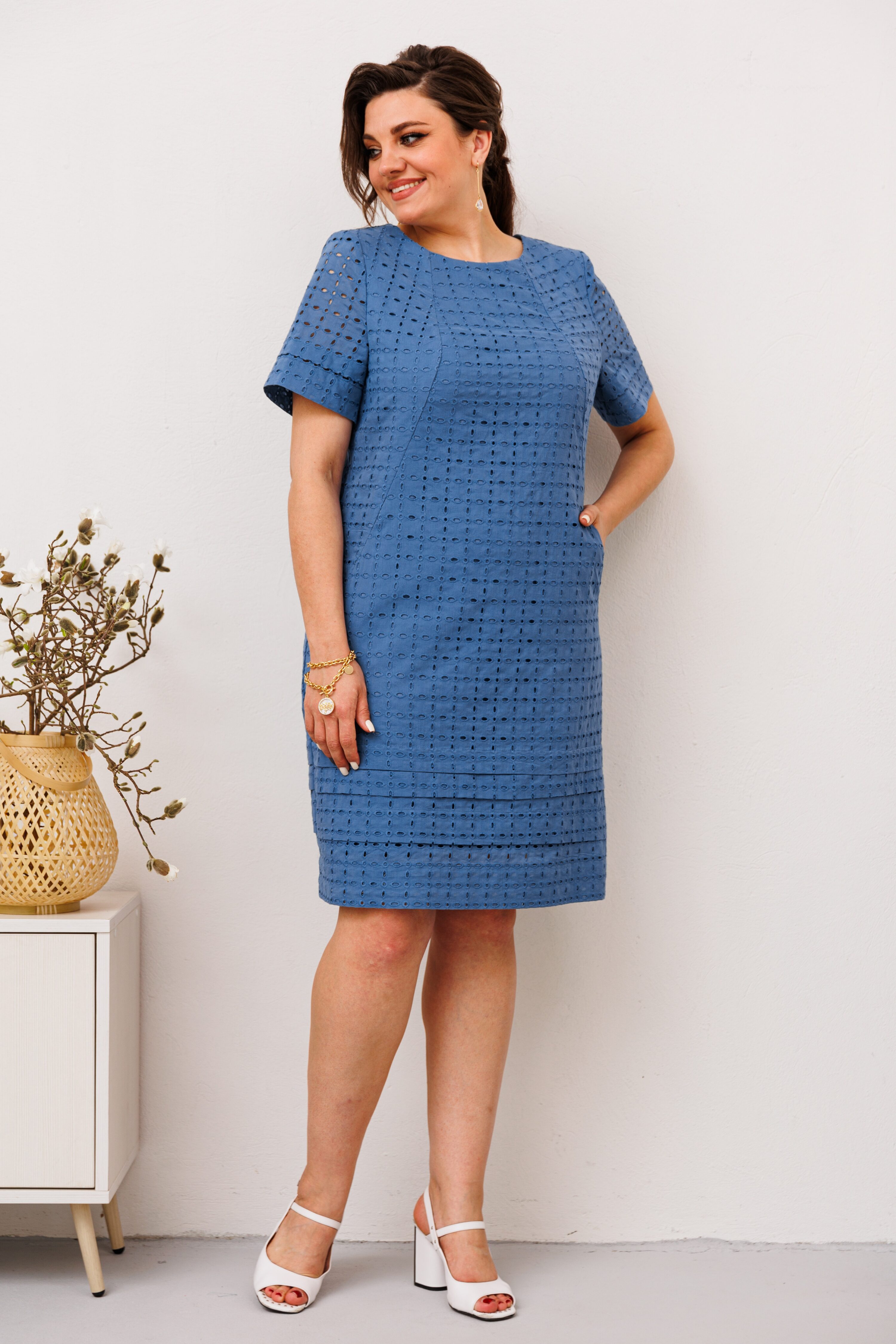 Купить платье Romanovich style 1-1948 голубой шитьё хлопок
