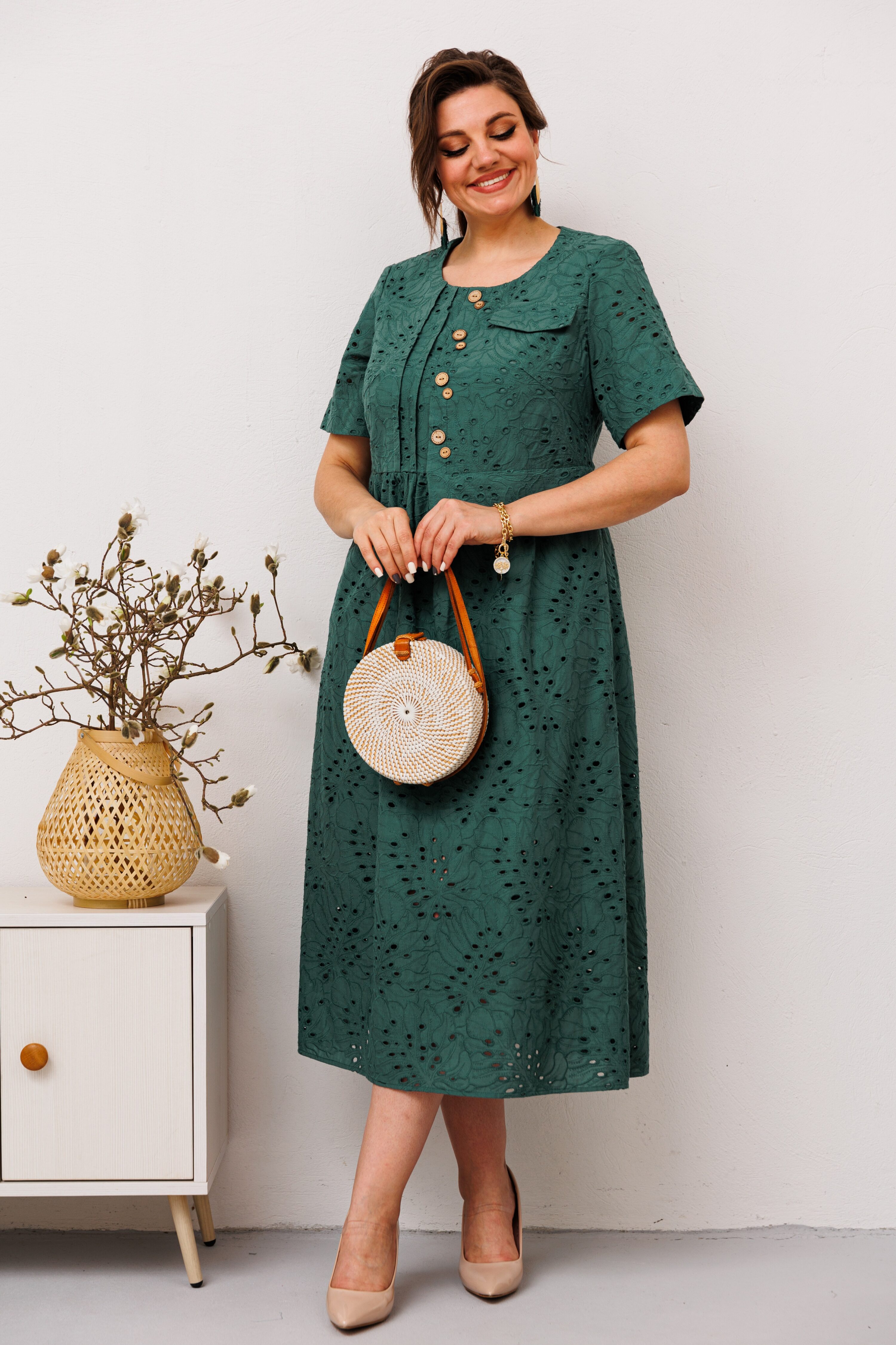 Купить платье Romanovich style 1-1951 изумруд шитьё хлопок