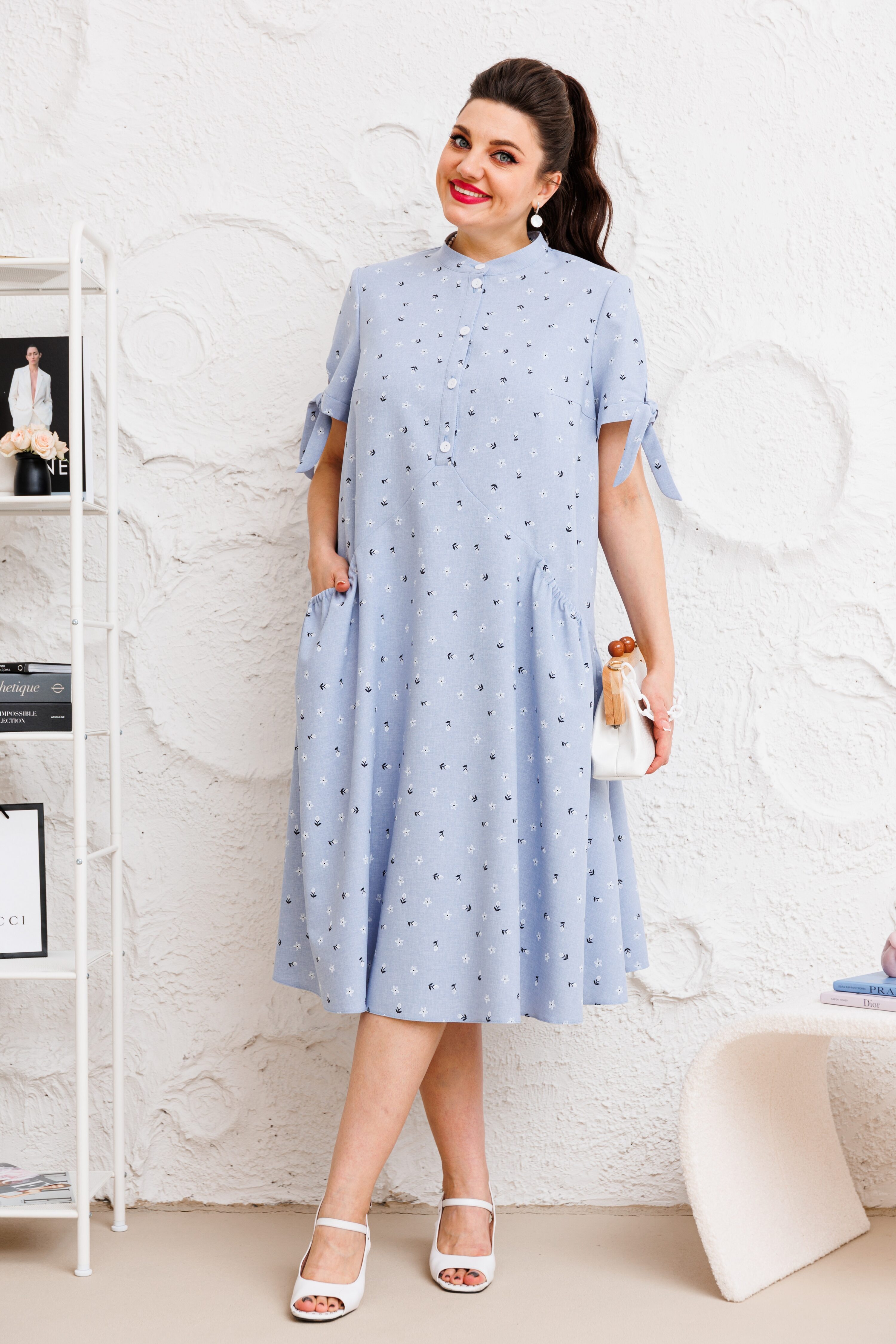 Купить платье Romanovich style 1-2526Г голубое льняное