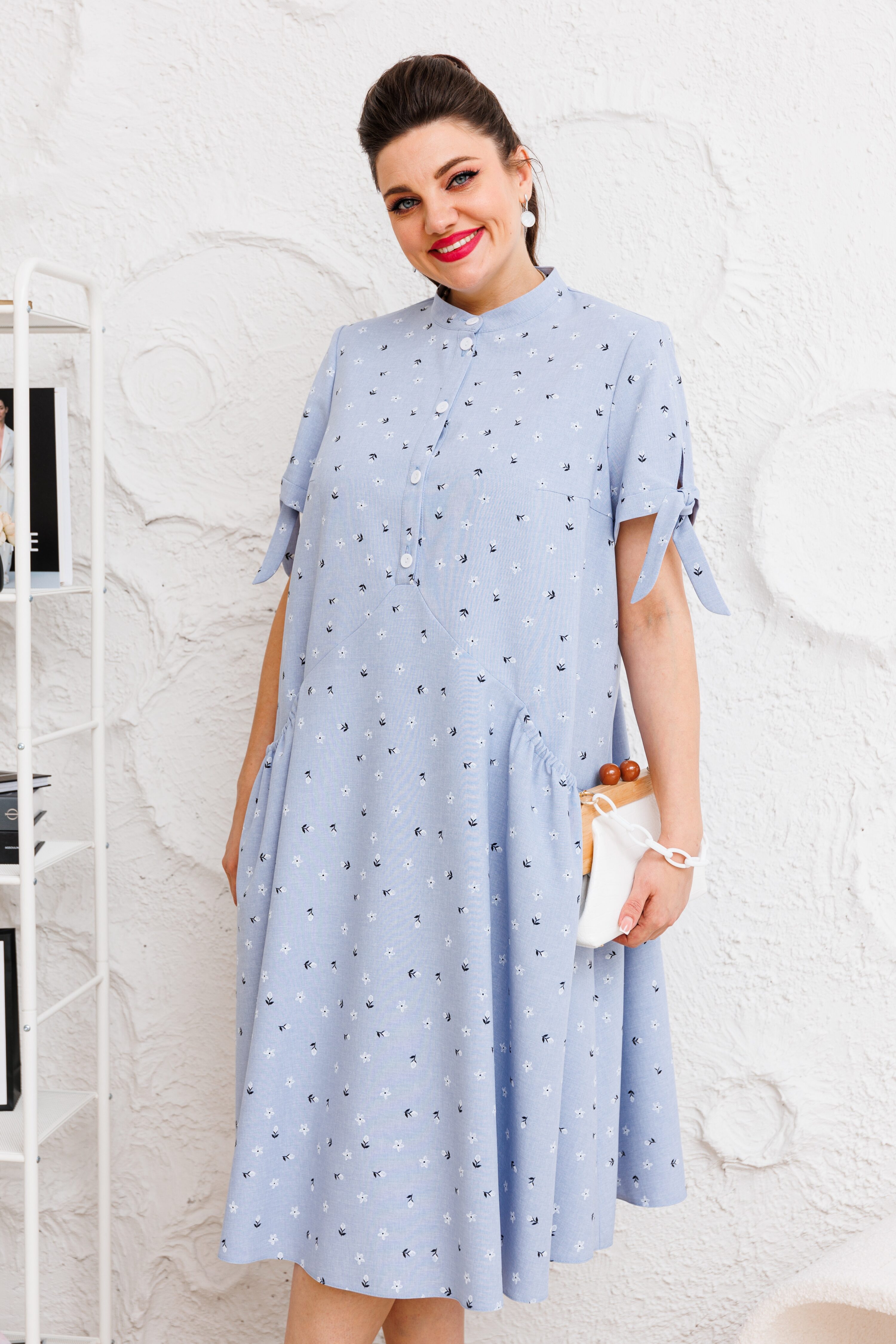 Купить платье Romanovich style 1-2526Г голубое льняное