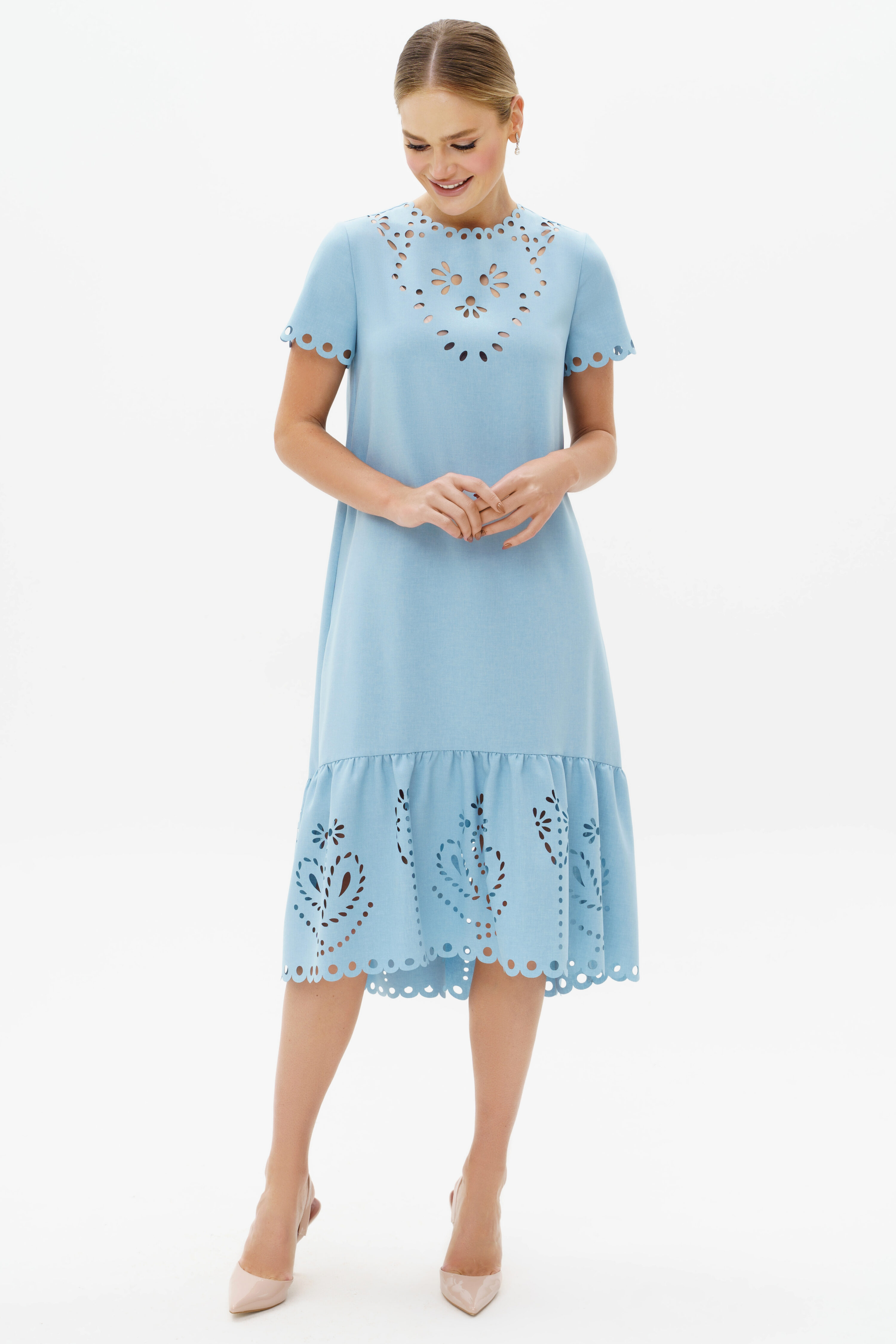 Купить платье URS 23-231-3 женское летнее голубое