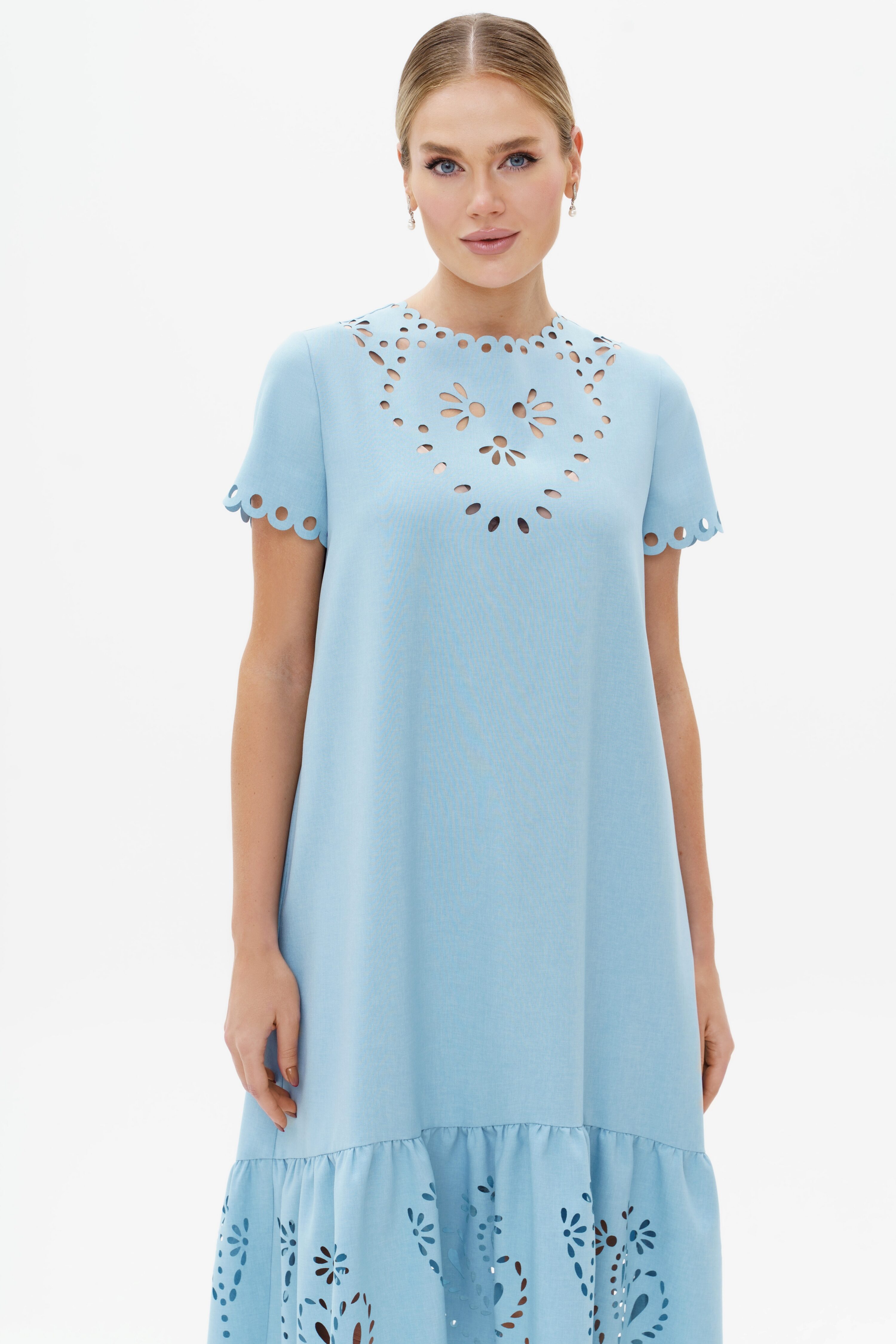 Купить платье URS 23-231-3 женское летнее голубое