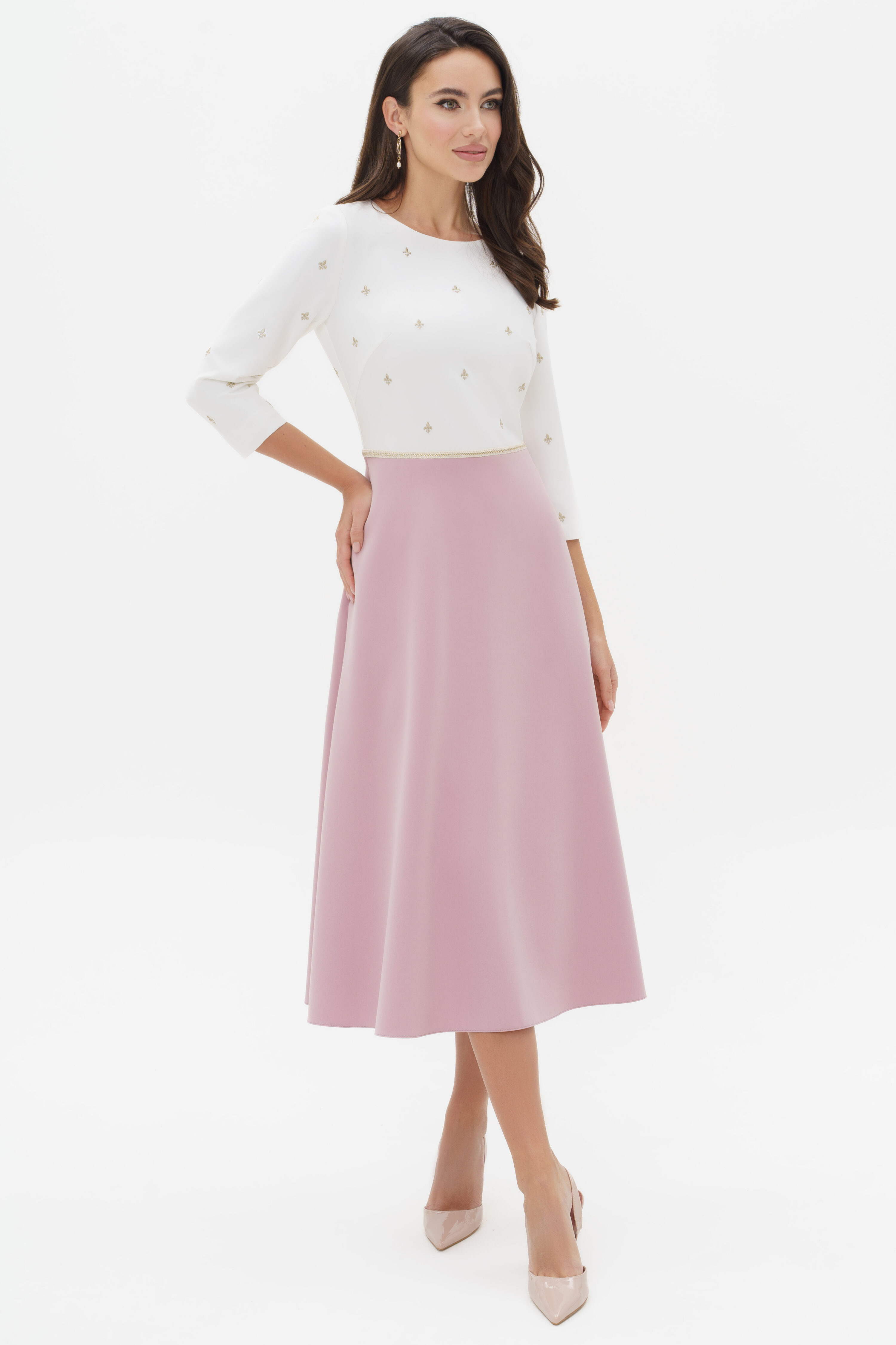 Купить платье URS 24-305-2 розовое с вышивкой нарядное
