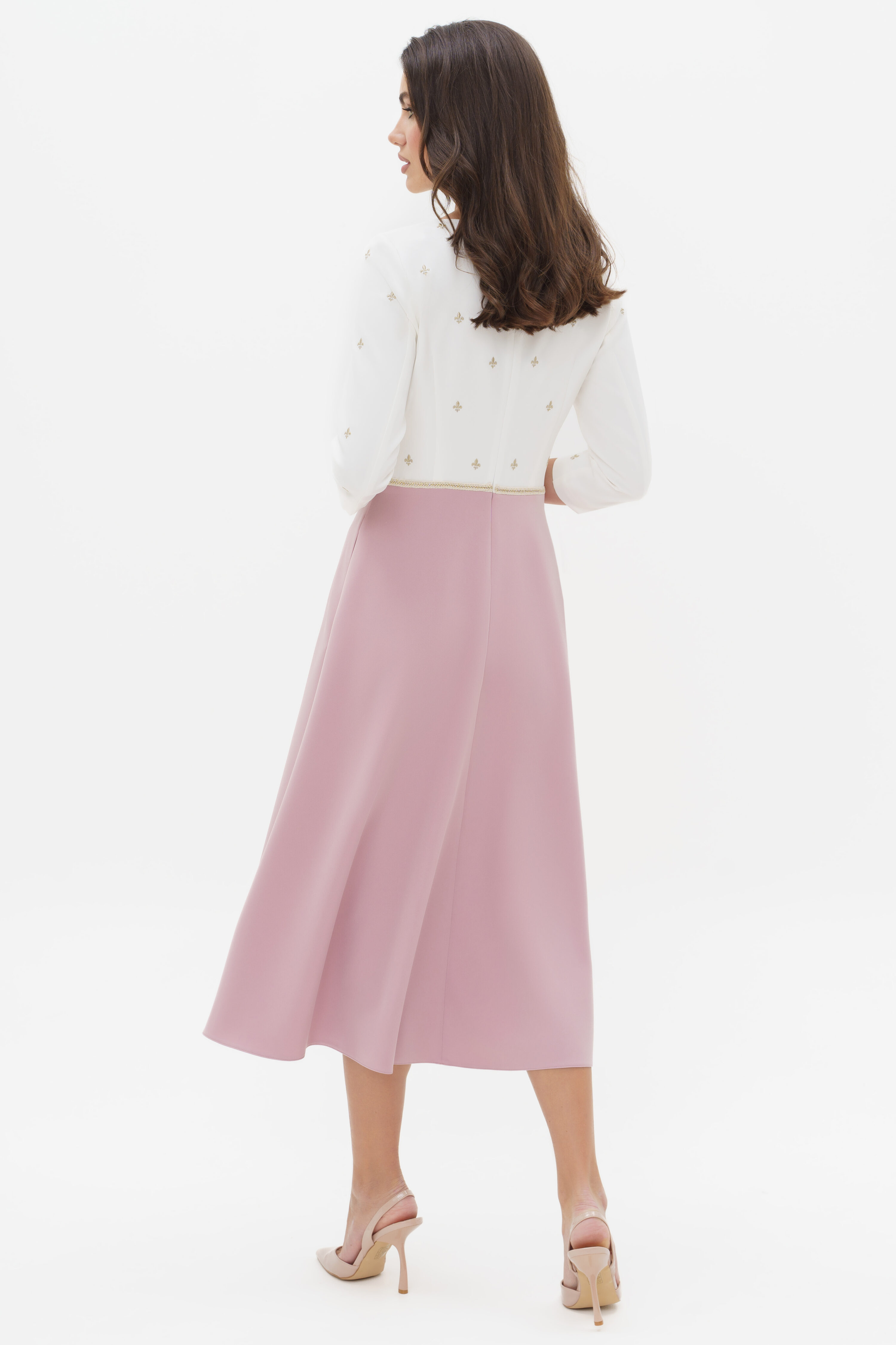 Купить платье URS 24-305-2 розовое с вышивкой нарядное