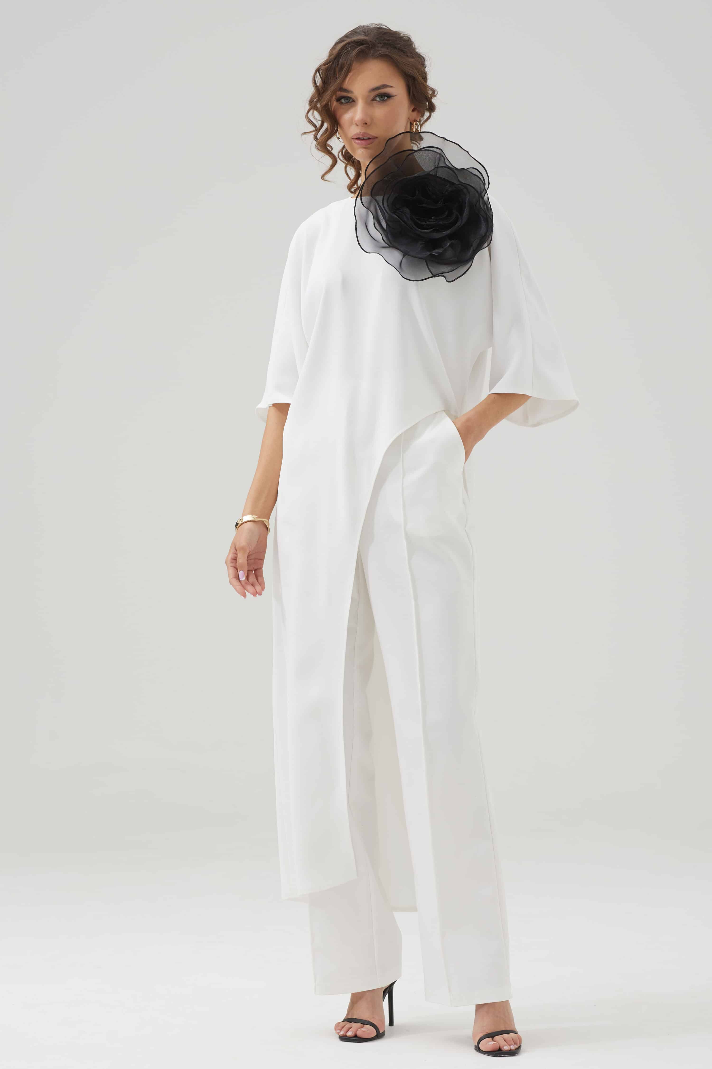 Купить блузку женскую размер 44-60 Люше 3792 белая